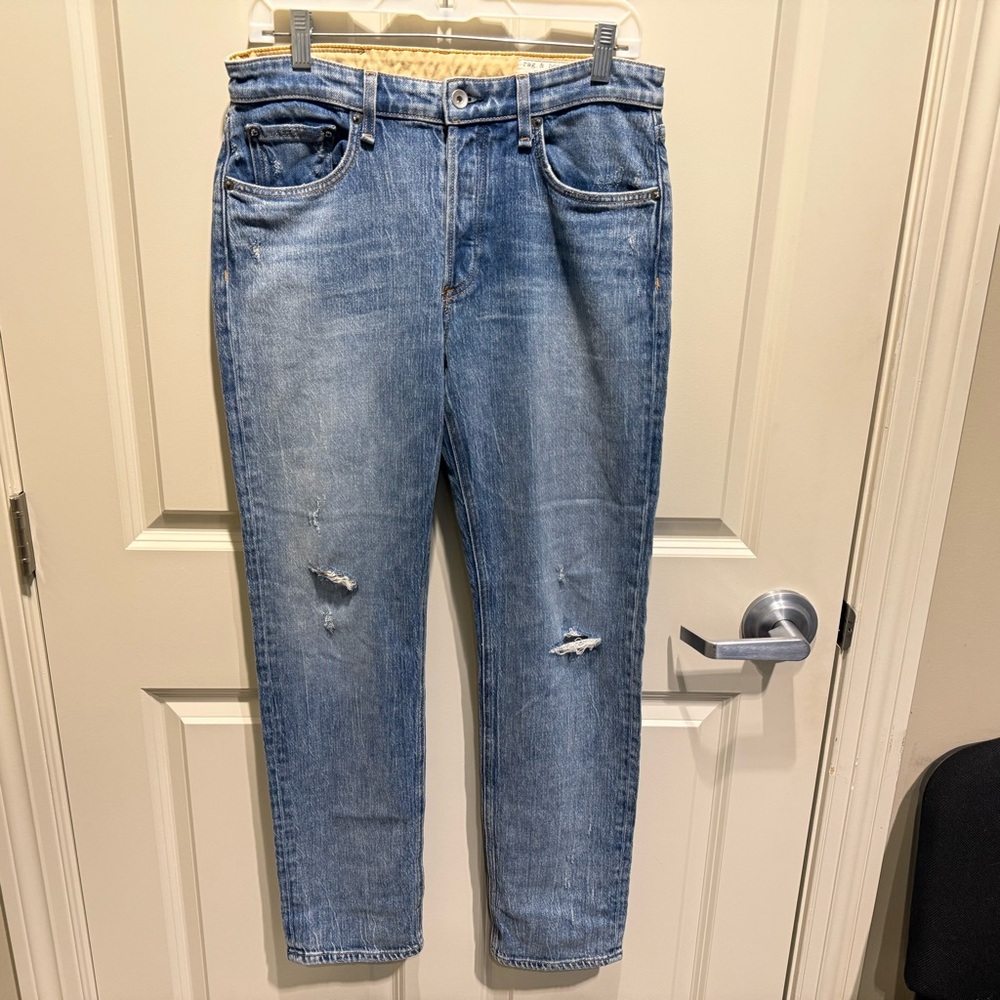 Rag & Bone Rosa Mid-Rise Boyfriend Blue Jeans Button Fly Straight Size 26